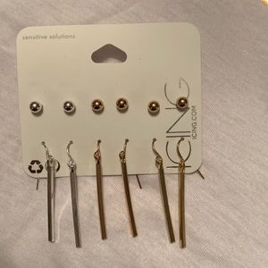 Icing Gold and Silver Dangle Earrings